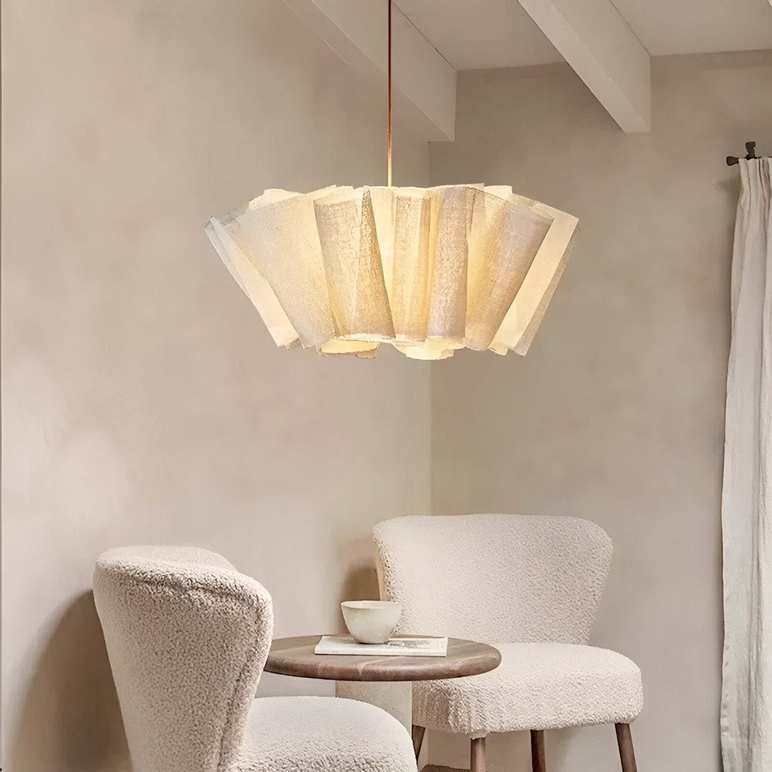 Nordic Creamy Fabric Shade Ainara Pendant Light