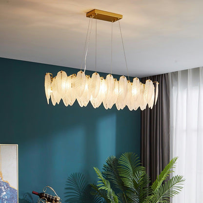 Luxury Gold Glass Feather Chandelier