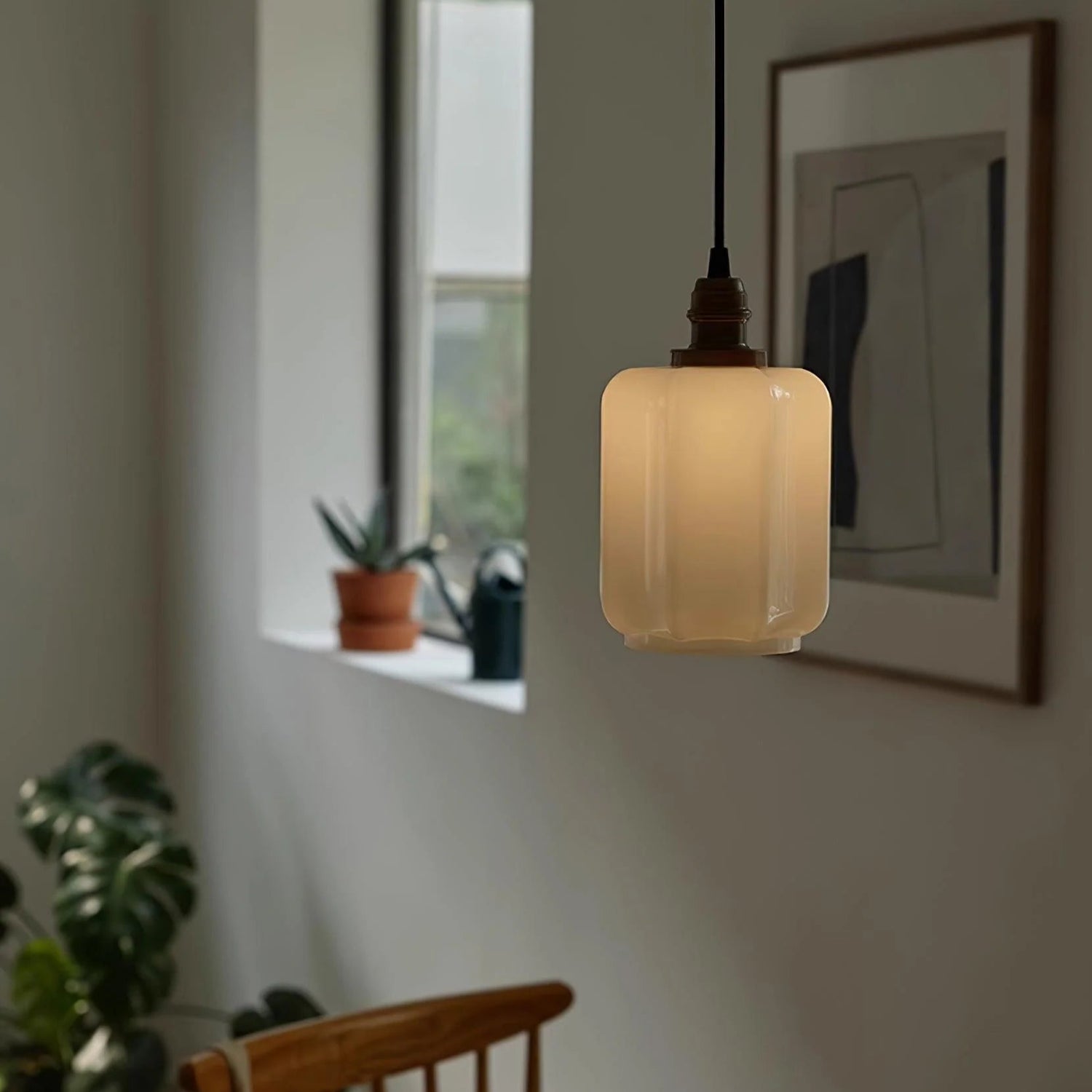 Aurelia Vintage Retro White Jade Glass Pendant Light