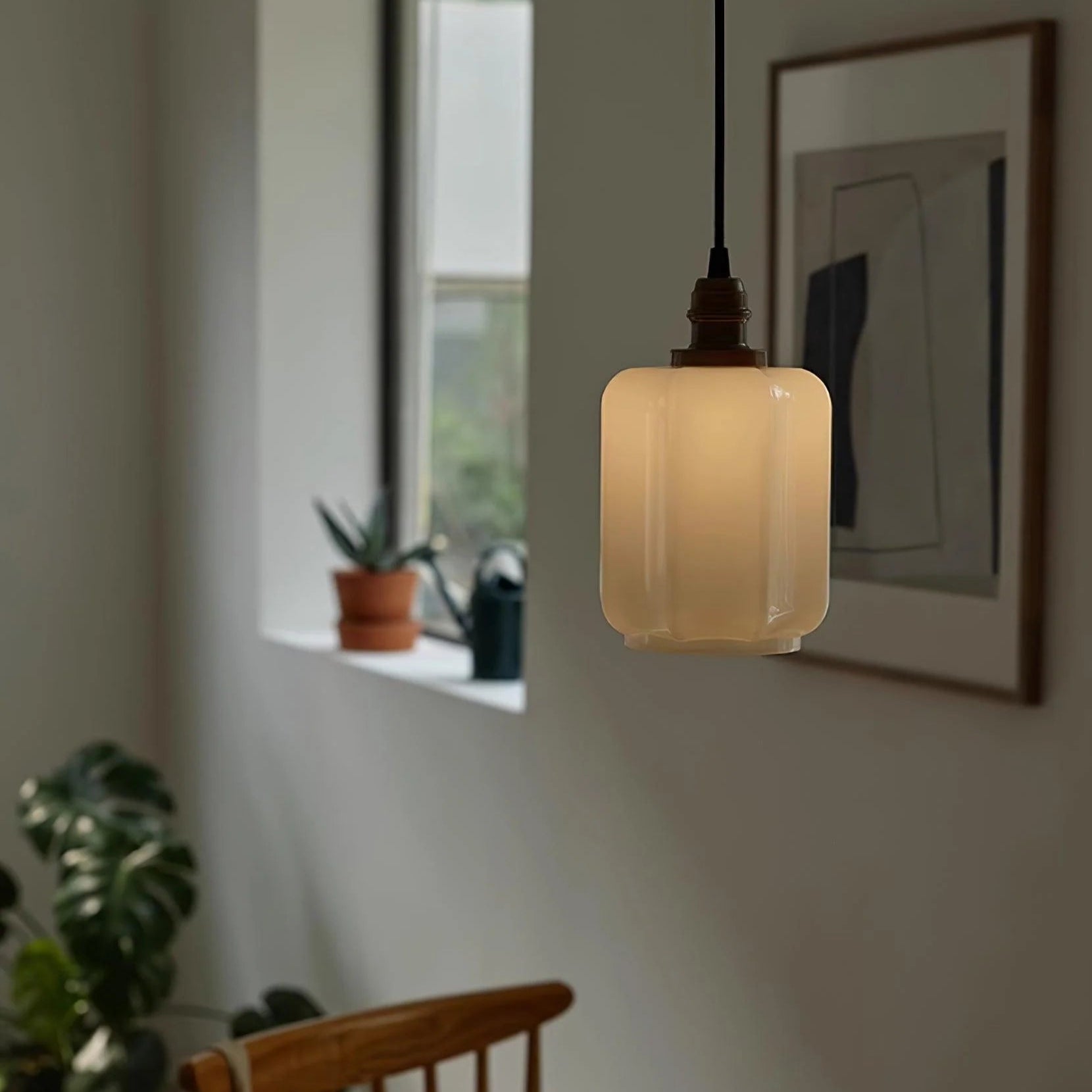 Aurelia Vintage Retro White Jade Glass Pendant Light