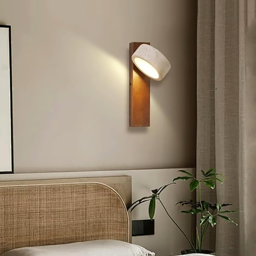 Lampe de chevet murale en bois travertin crème