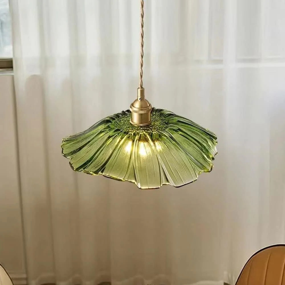 Vintage Radiant Lotus Glass Pendant Lamp