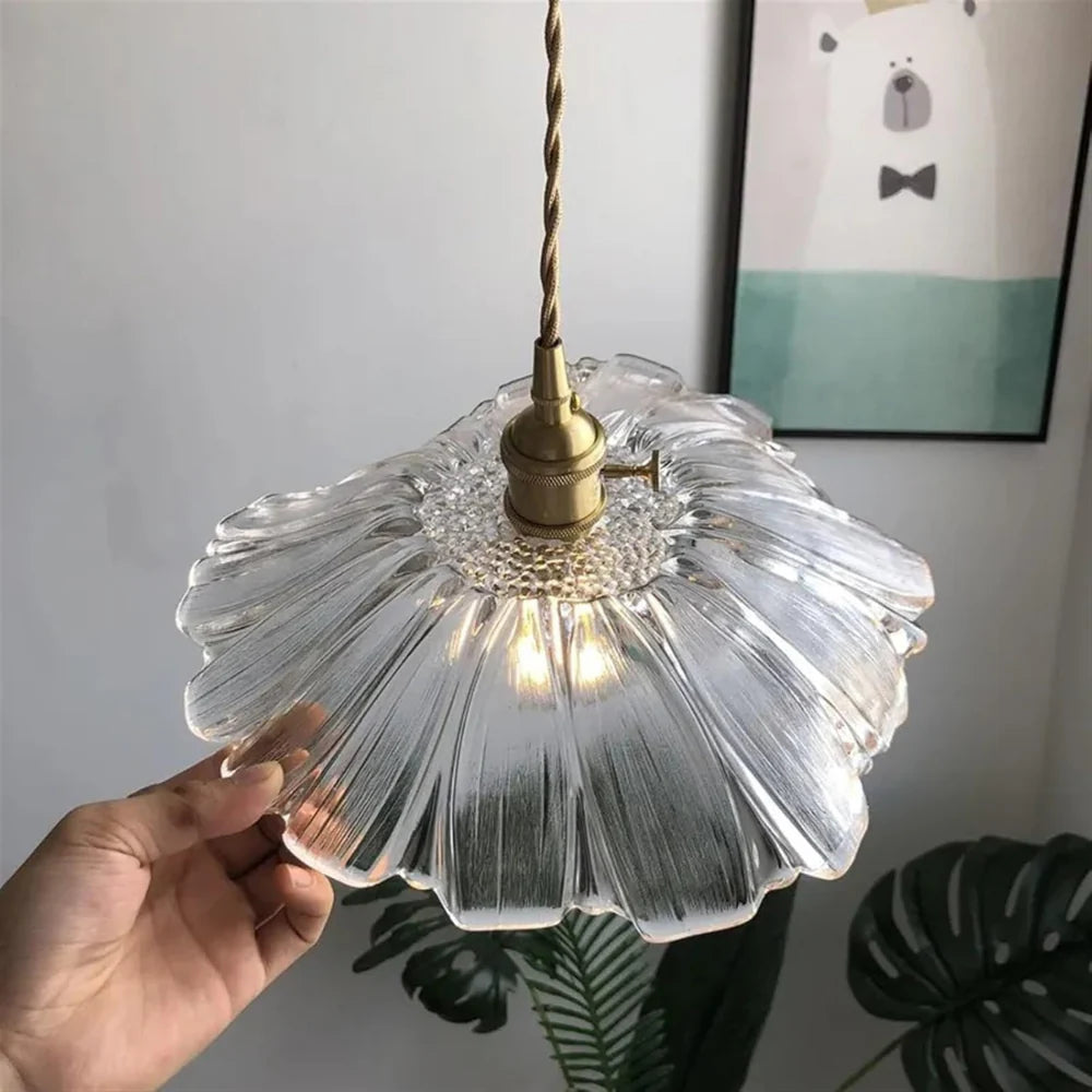 Vintage Radiant Lotus Glass Pendant Lamp