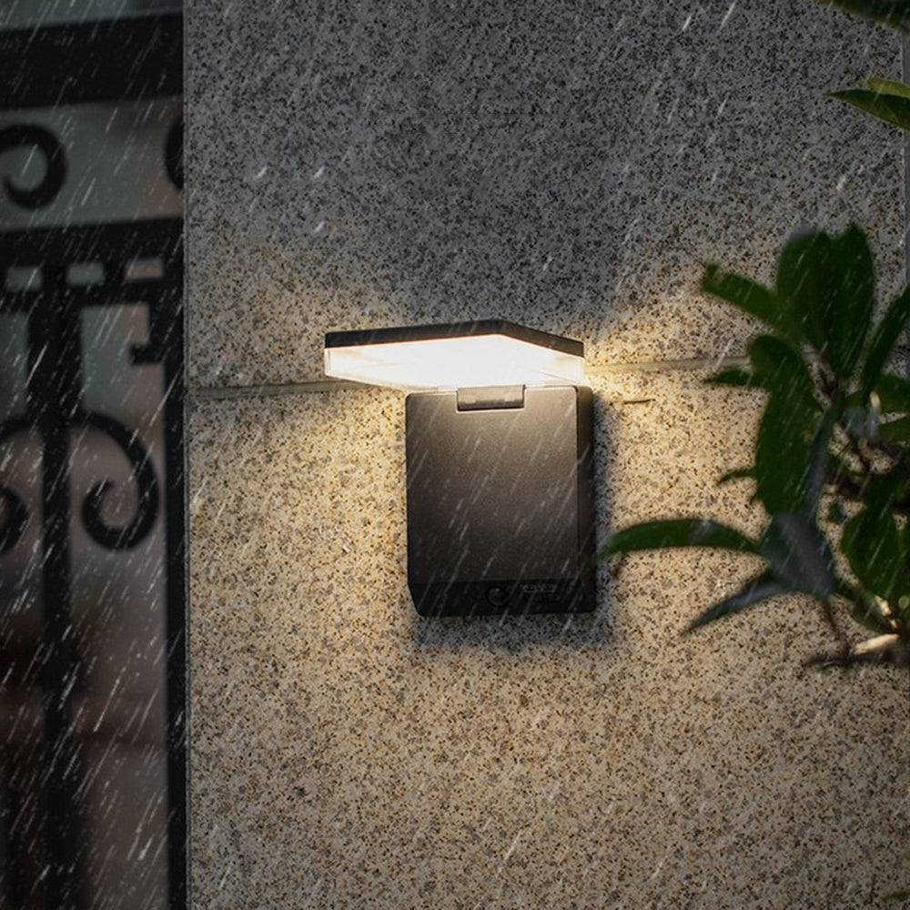 Lámpara de pared exterior moderna con sensor solar acrílico IP65 a prueba de agua