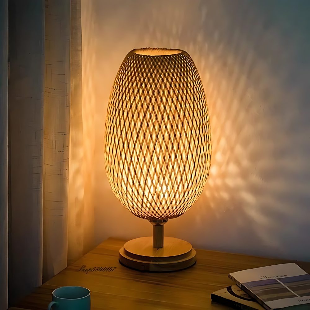 Lampe de table en bambou durable fait main