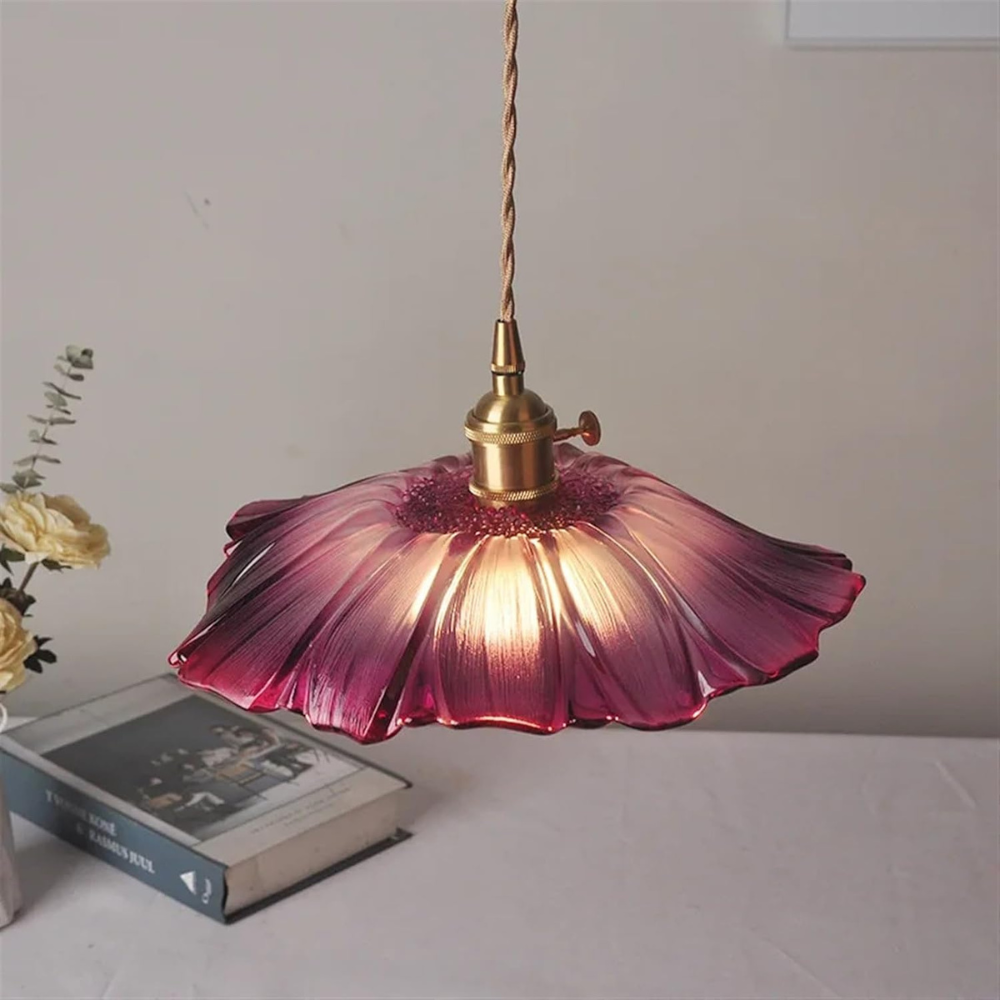 Vintage Radiant Lotus Glass Pendant Lamp