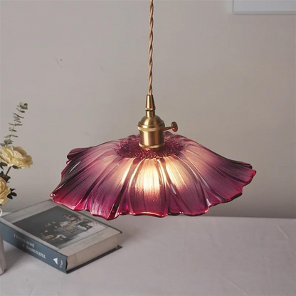 Vintage Radiant Lotus Glass Pendant Lamp