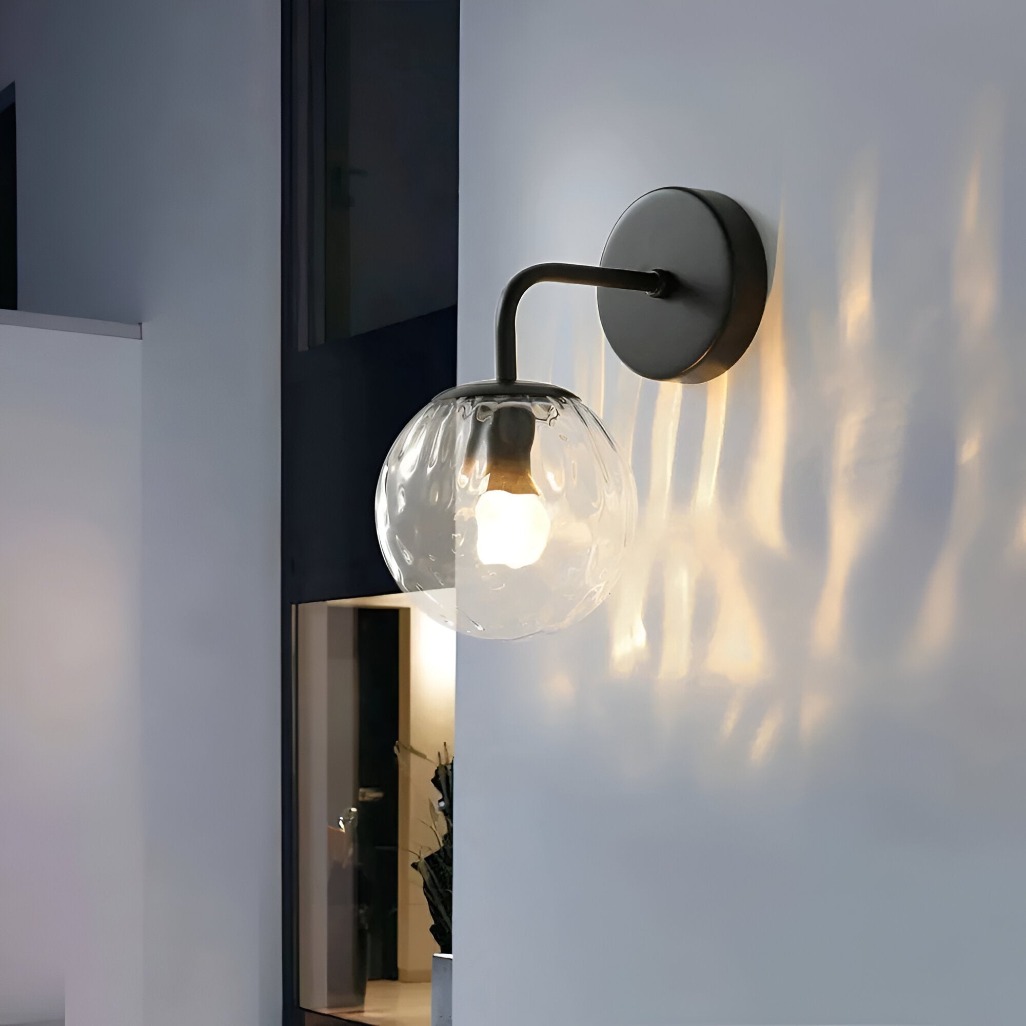 Modern Retro Rippled Glass Sphere Wall Lamp