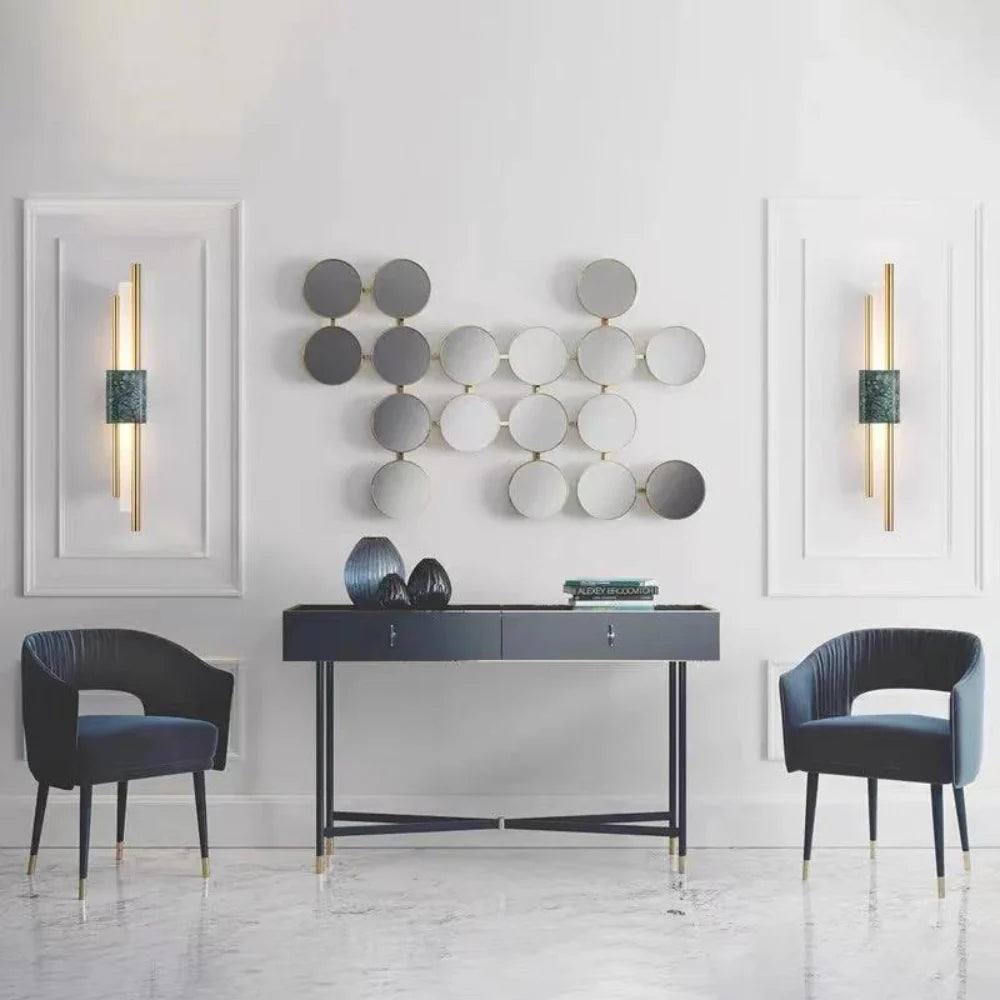 Refined Radiance Marble Accents Wall Lamp