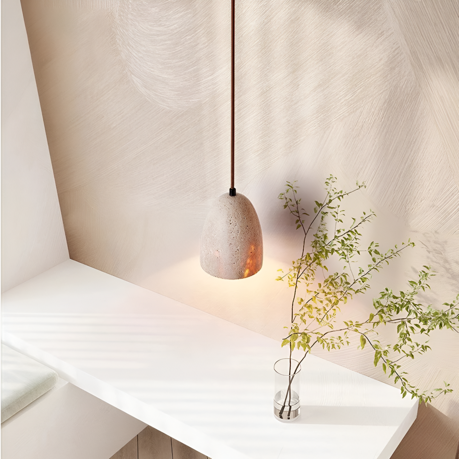 Solenne Minimalist Travertine Pendant Light