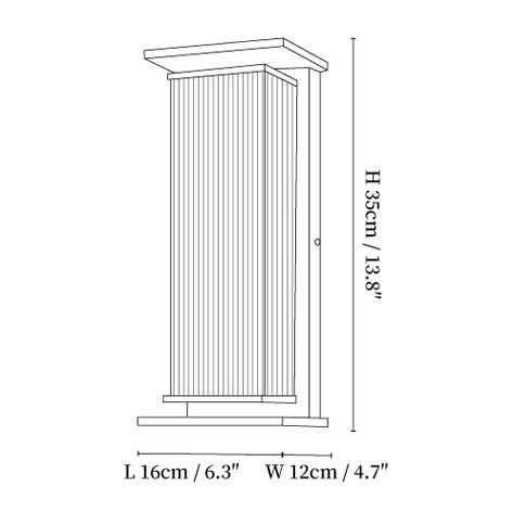 Lámpara de pared exterior en forma de caja rectangular