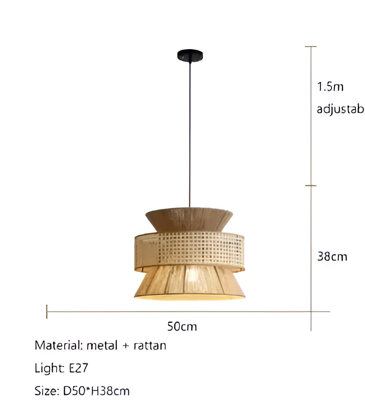 Lampe à pendentif en voile de rotin en corde de chanvre tissée à la main