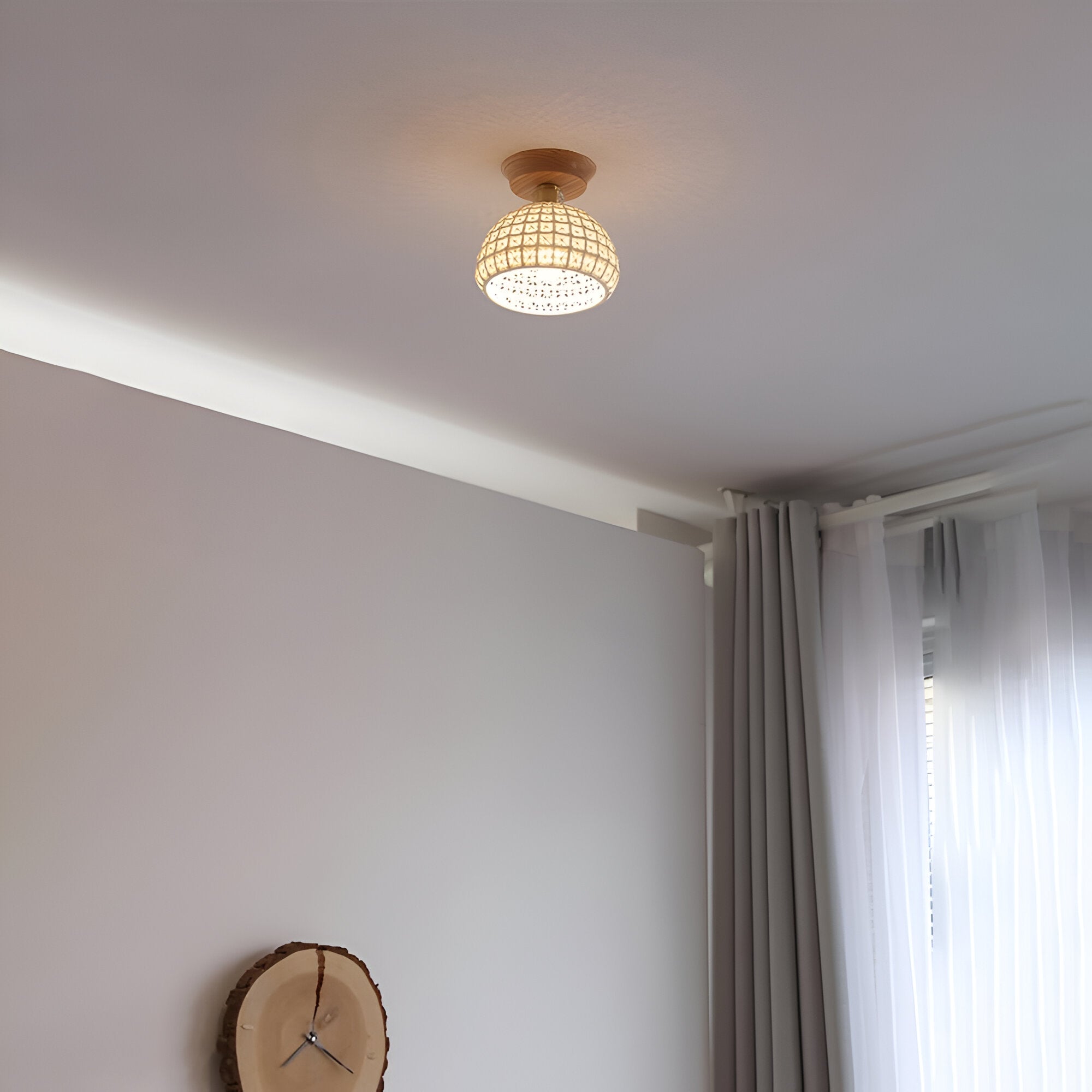 Nordic Brass Ceramic LED Ceiling Lamp