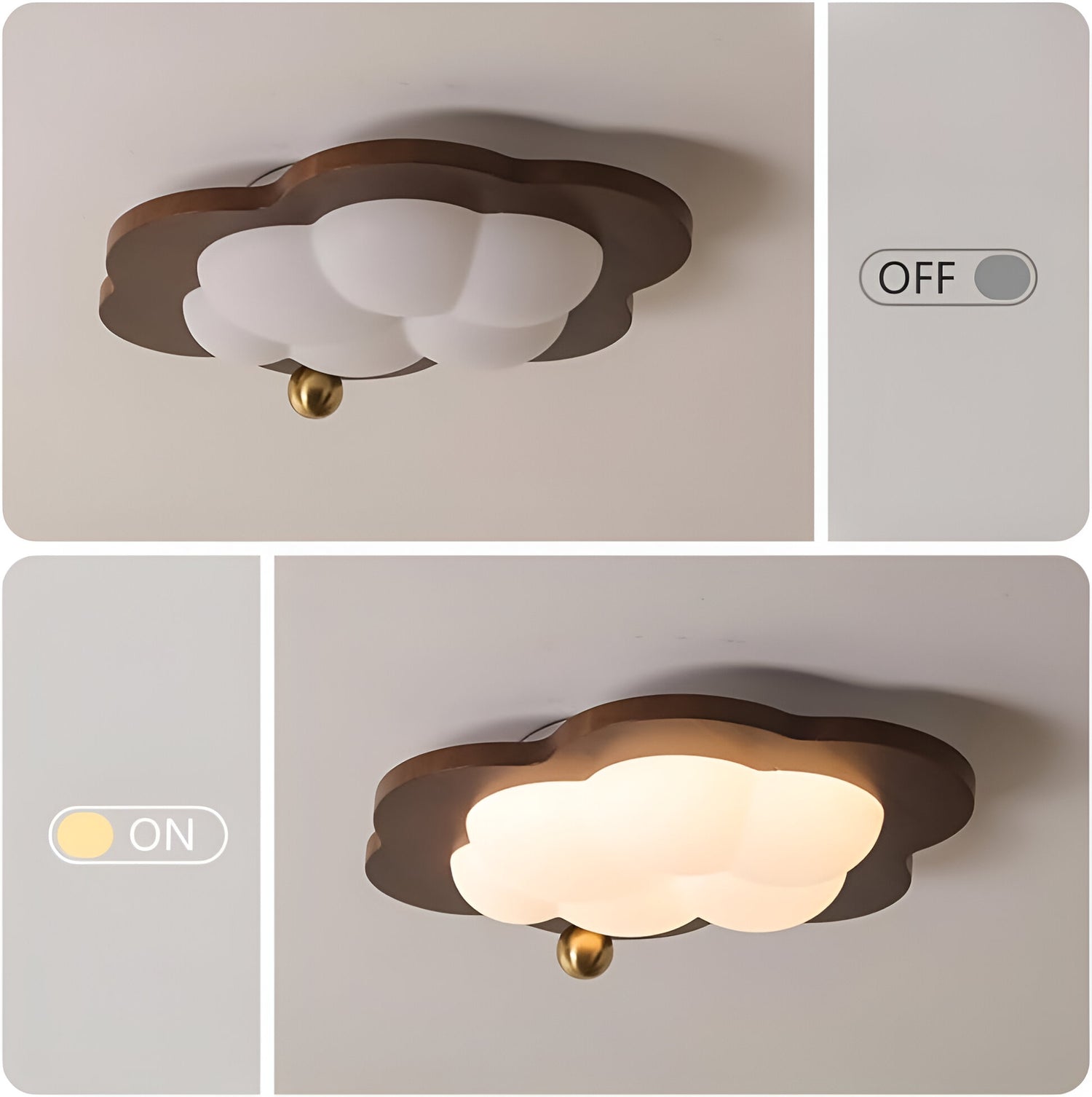 Lumière de plafond en bois crème rétro nuage rêveur