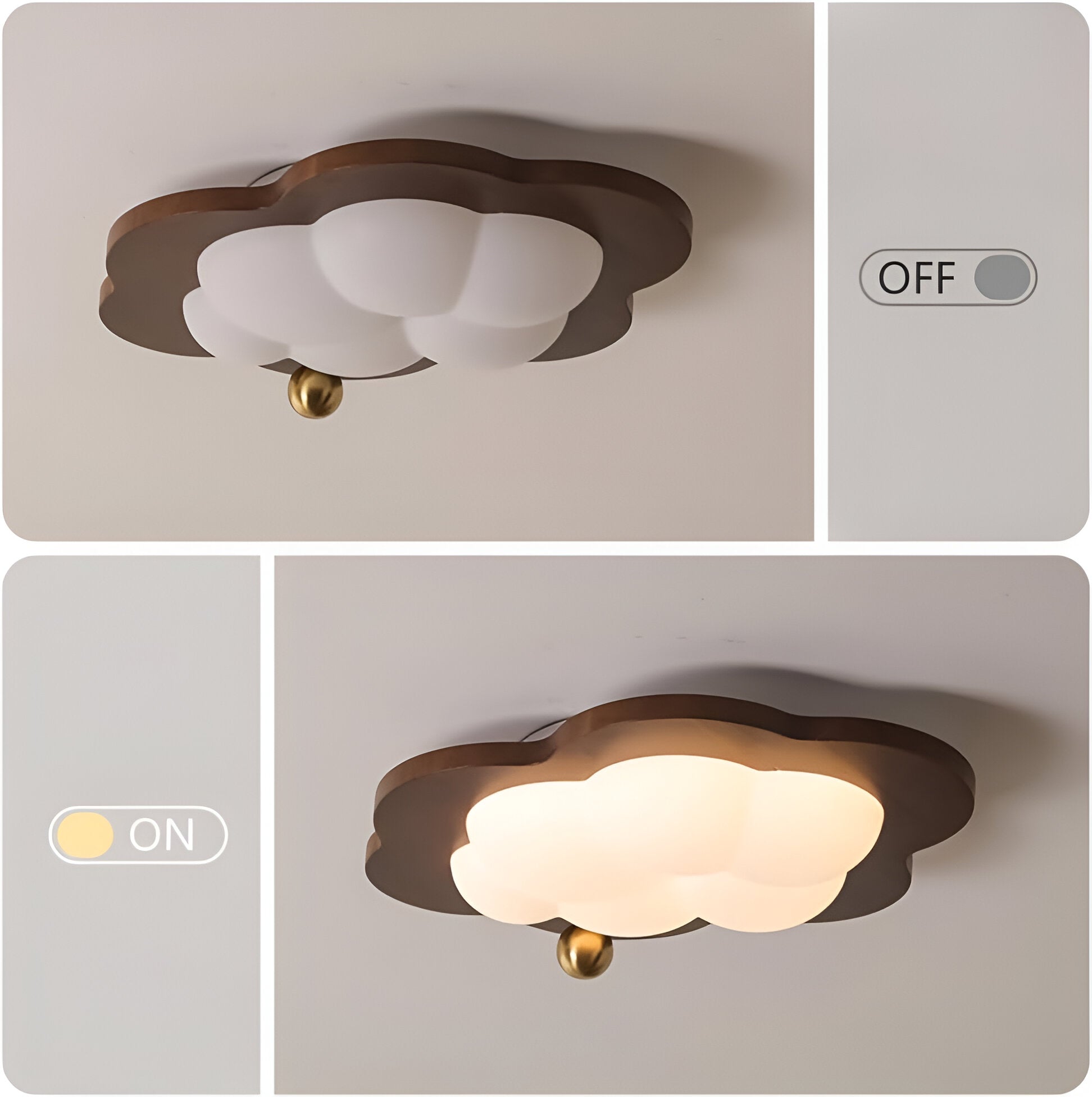 Retro Crème Houten Wolk Droomland Plafondlamp