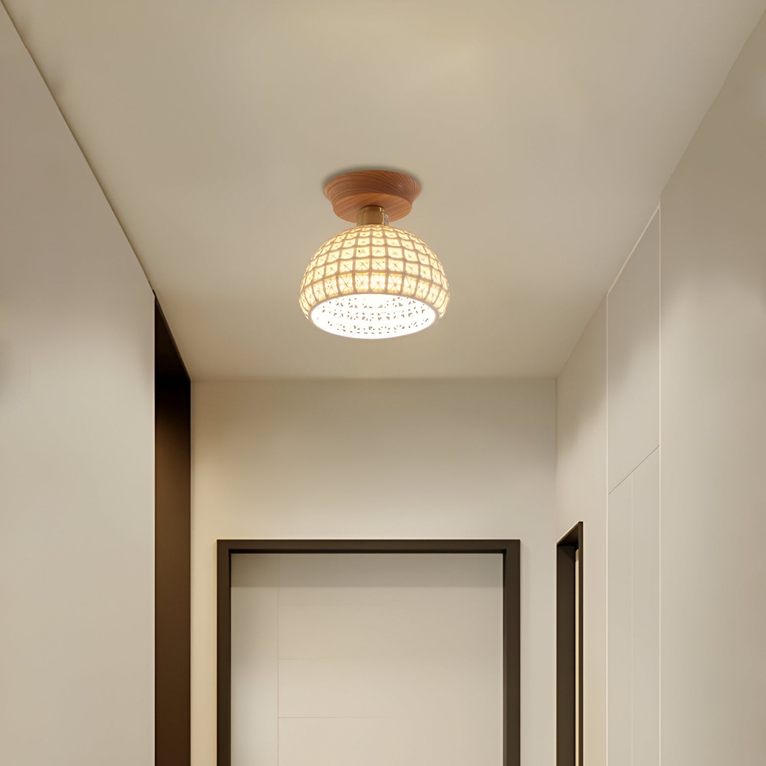 Nordic Brass Ceramic LED Ceiling Lamp