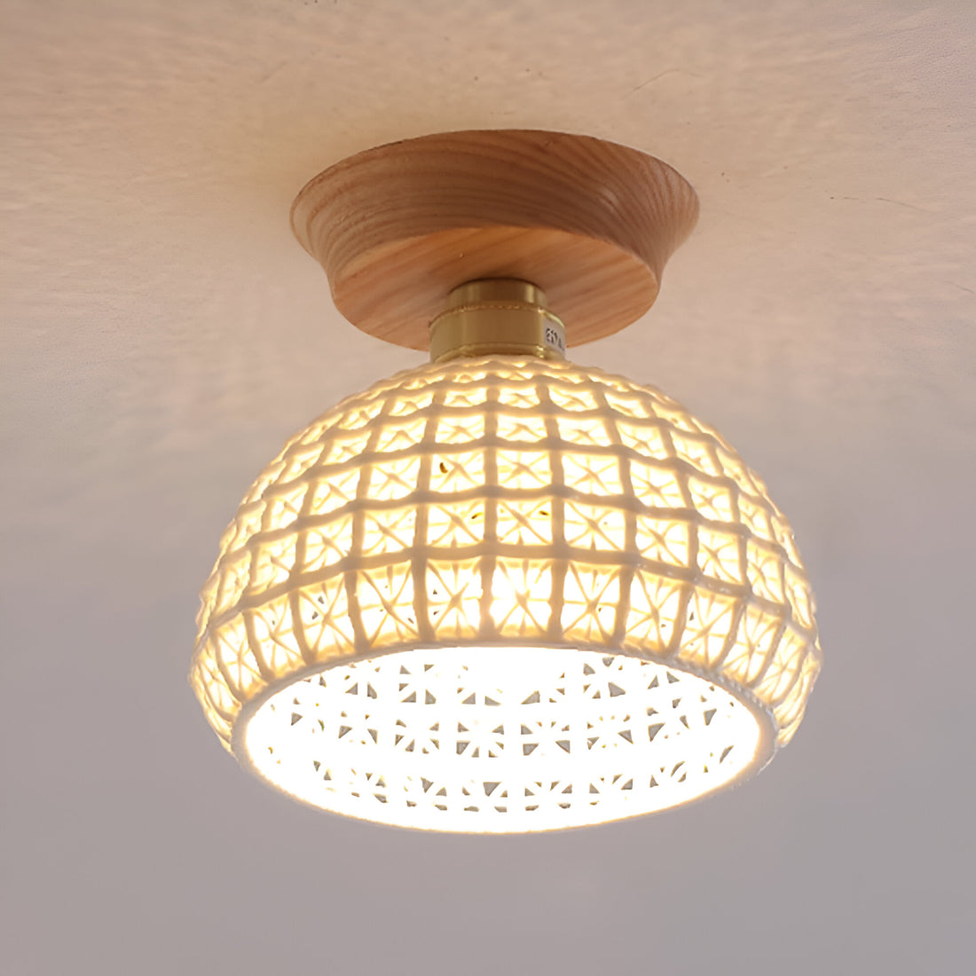 Nordic Brass Ceramic LED Ceiling Lamp