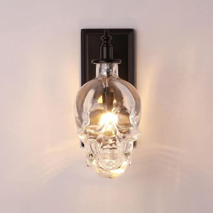 Clear Glass Skull Wall Lamp