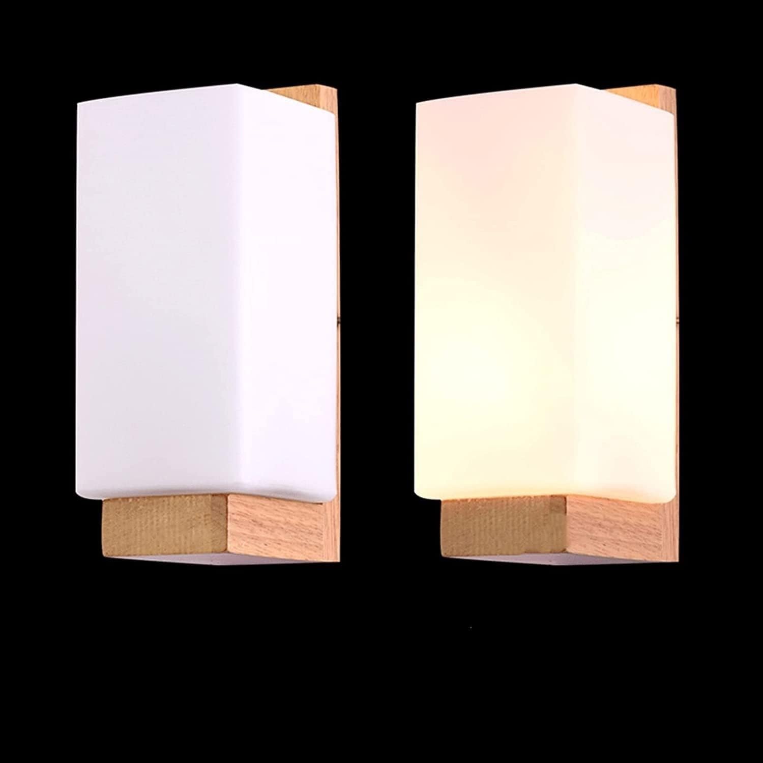 Lampada da parete con paralume in vetro e legno nordico