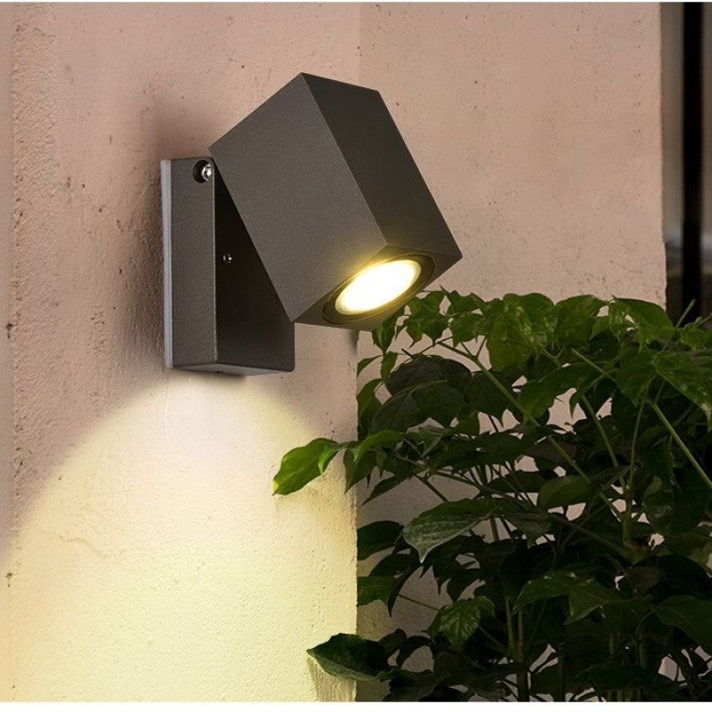 Lampe murale spot rotative en métal pour extérieur