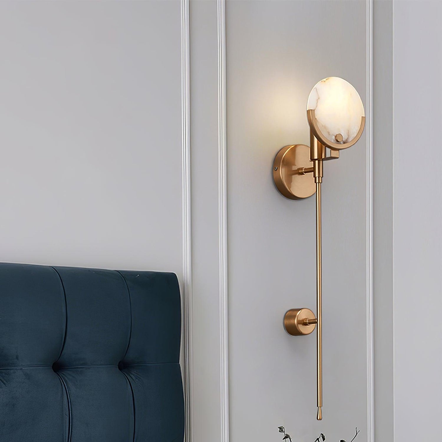 Alabaster Marble Ava Brass Wall Lamp