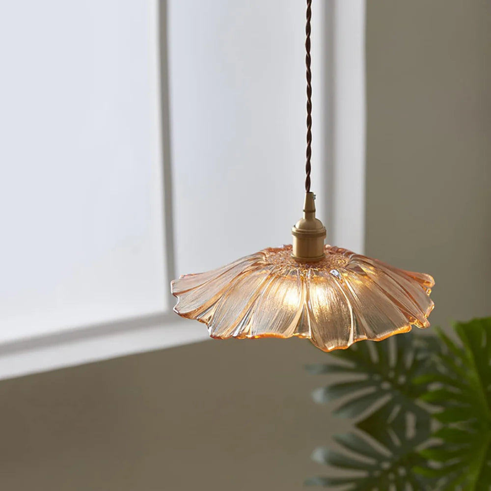 Vintage Radiant Lotus Glass Pendant Lamp