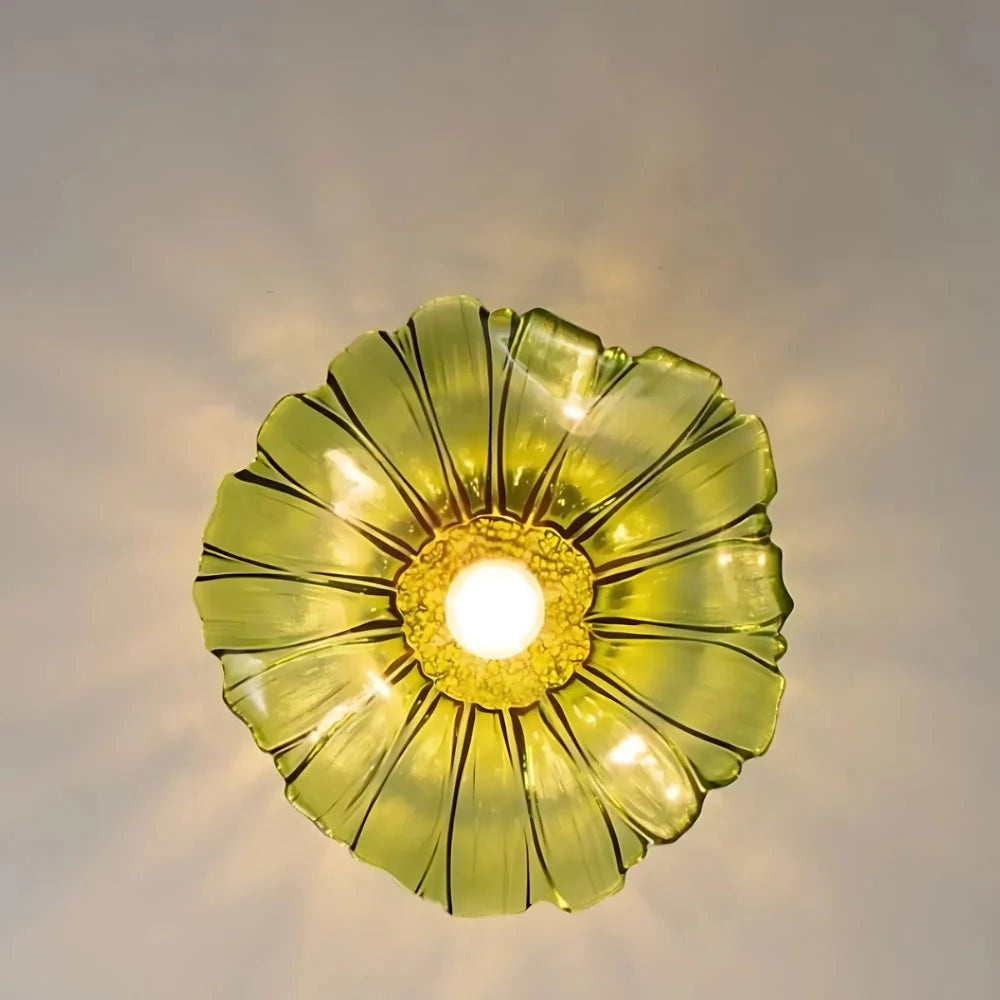 Vintage Radiant Lotus Glass Pendant Lamp