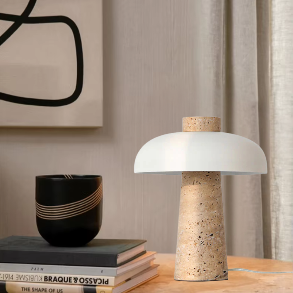 Terrazzo Travertine Mushroom-Shaped Table Lamp