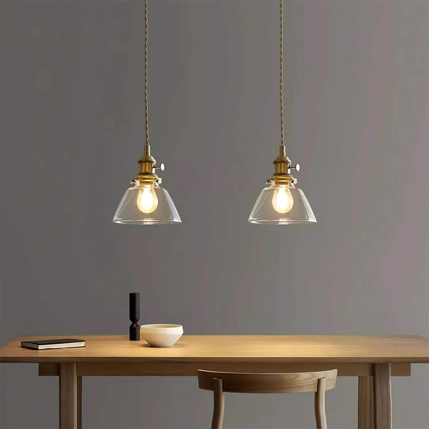 Jasmine Vintage Brass Glass Pendant Light