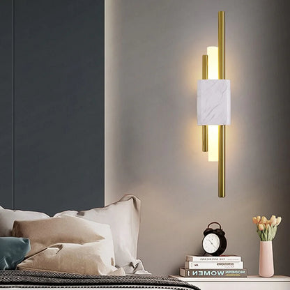 Refined Radiance Marble Accents Wall Lamp