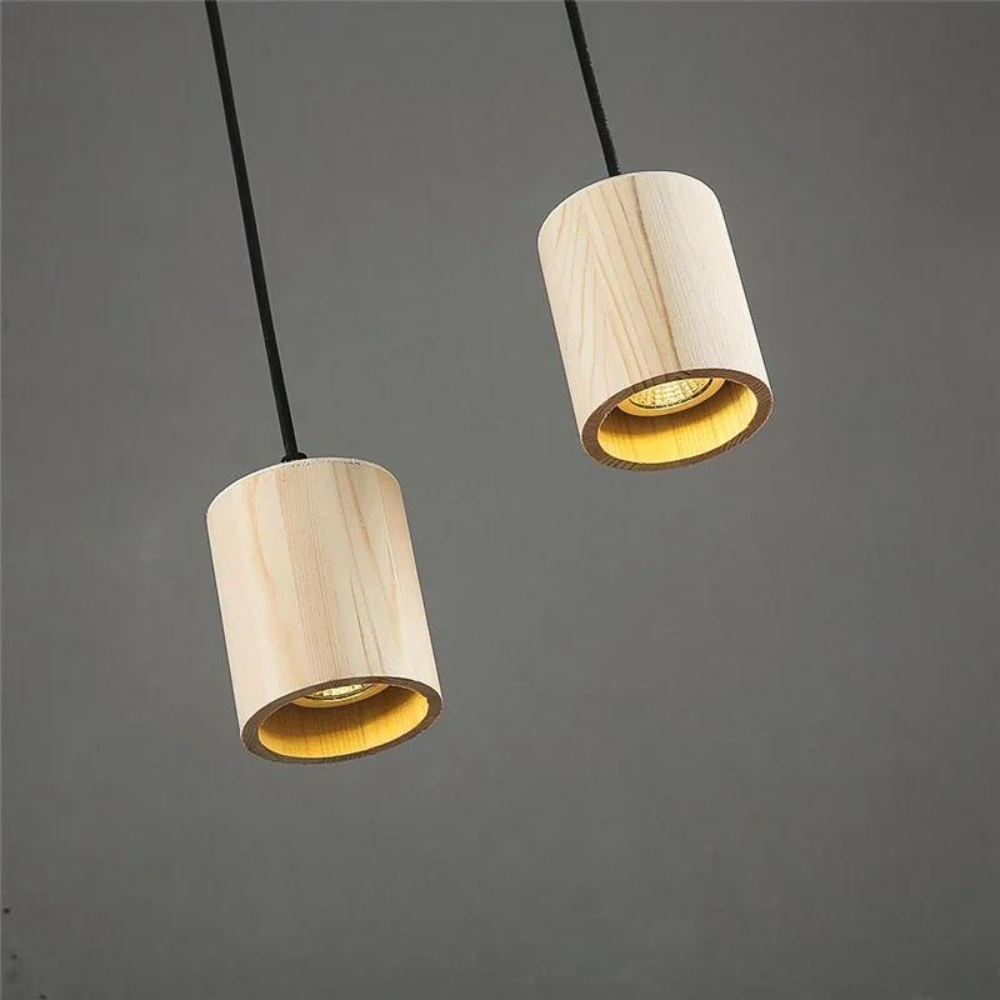 Elegant Wooden Cylinder Pendant Lamp