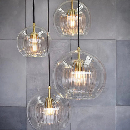 Flowing Gold Glass Globe Pendant Light