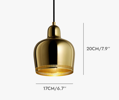 Suspension en forme de cloche dorée