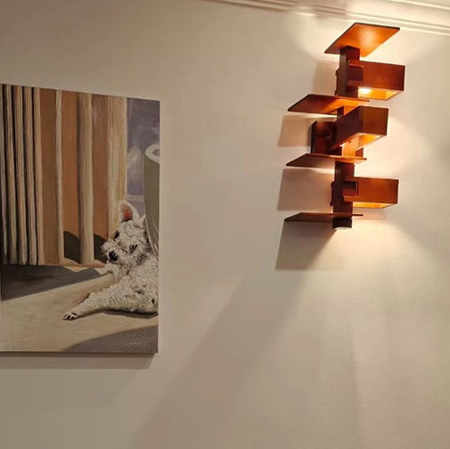 Creative Brick Red Wooden Wall Sconce Lamp