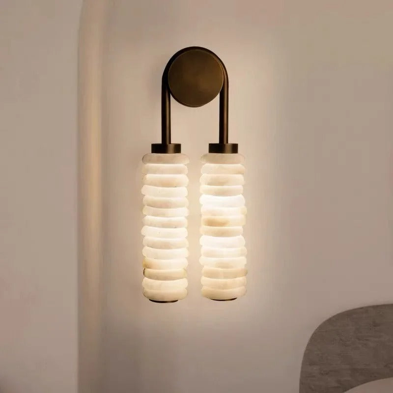 Calla Ribbed Nordic Modern Alabaster Stone Wall Light
