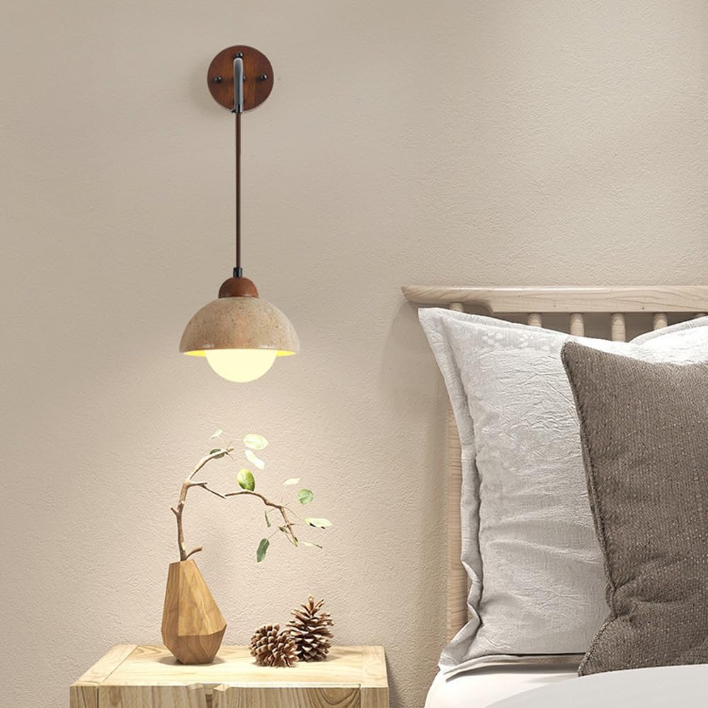 Lampe murale en pierre naturelle travertin suspendue LED