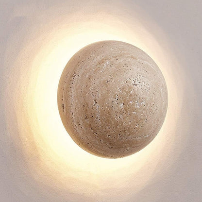 Amber Loft Travertine Round Sconce Wall Light