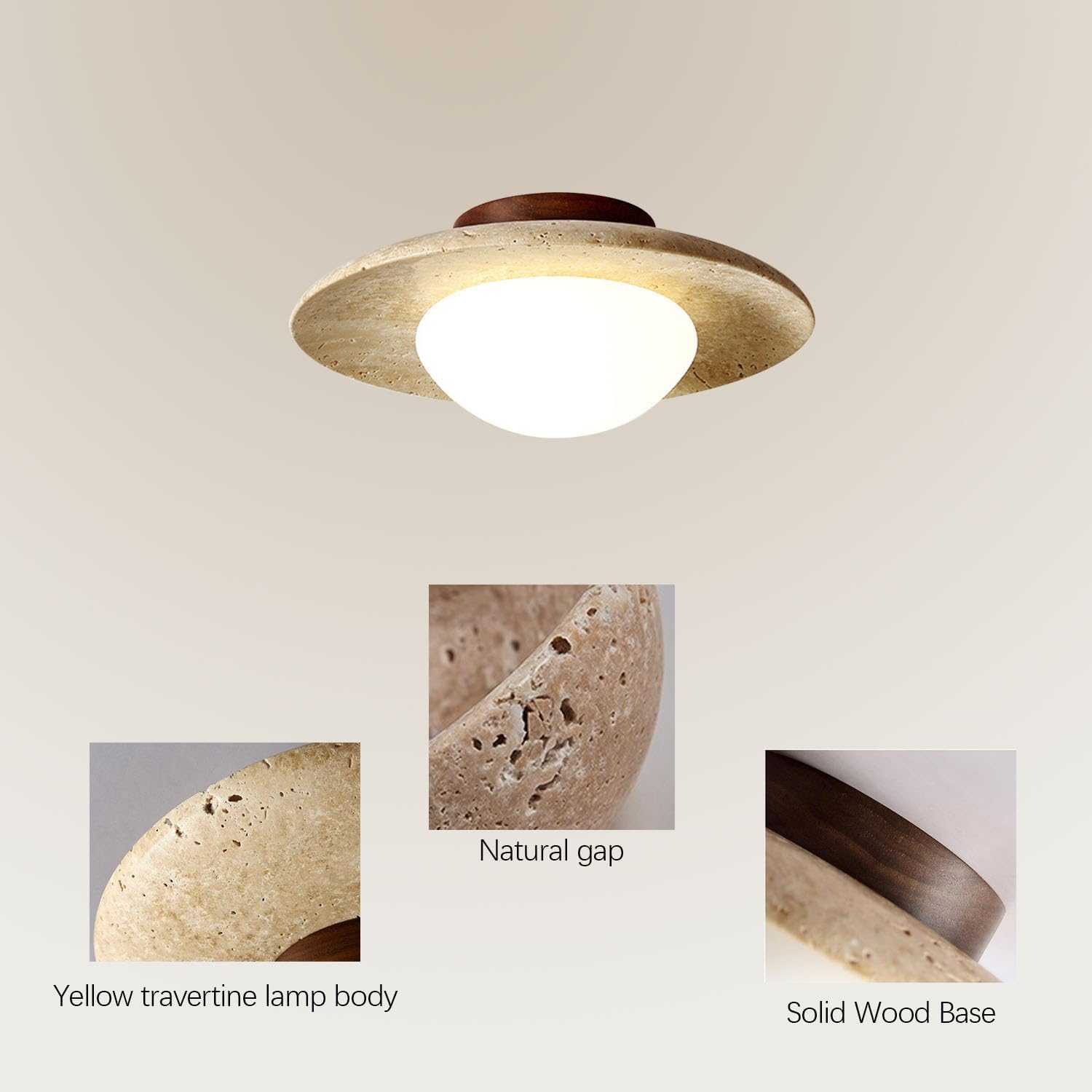 Lampada da soffitto in travertino minimalista nordico naturale