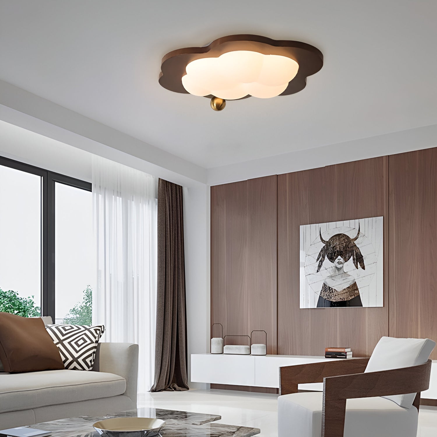 Lampada da soffitto Retro Cream Wood Cloud Dreamscape