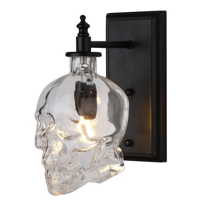 Clear Glass Skull Wall Lamp