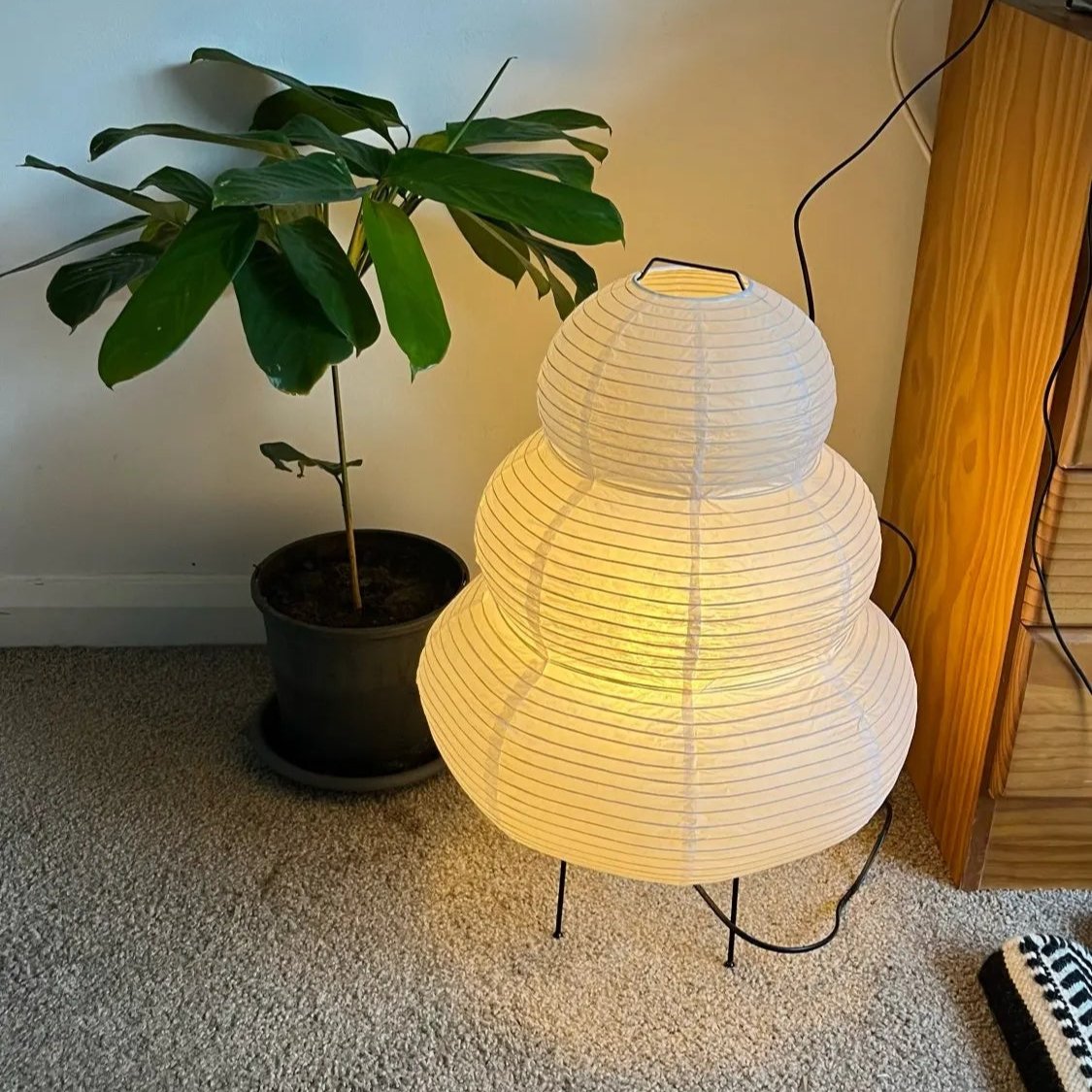 Japanese Wabi Sabi White Rice Paper Table Lamp