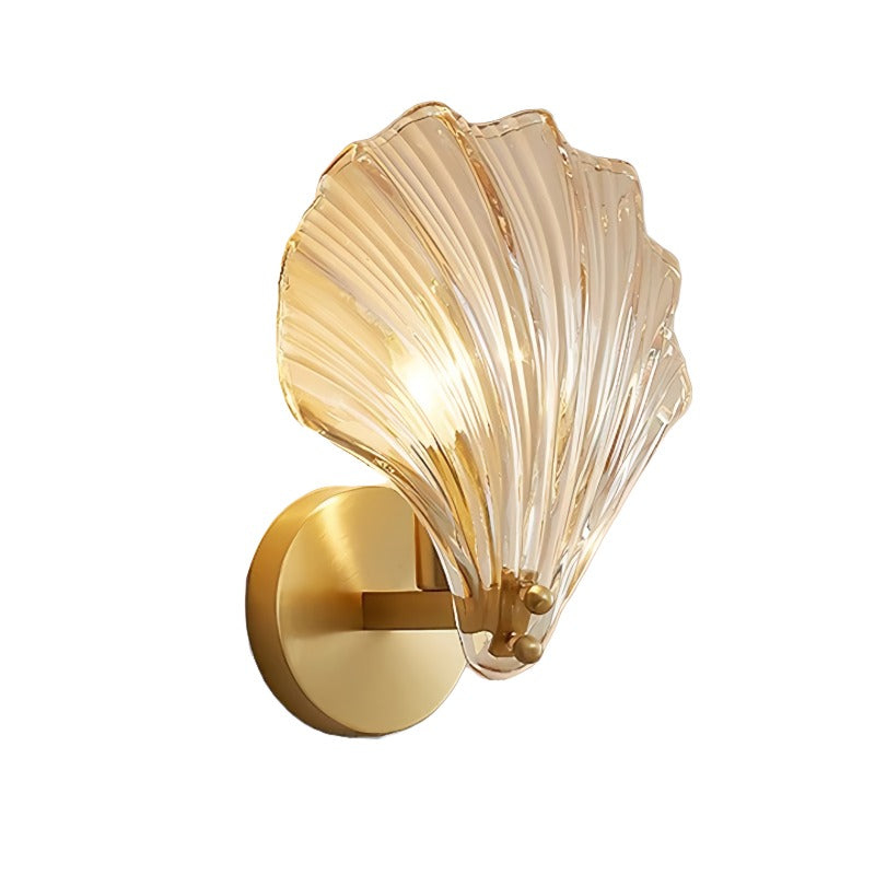 Art Brass Glass Seashell Wall Light