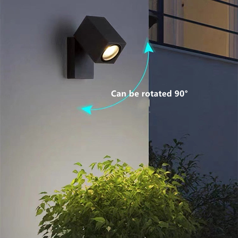 Lampe murale spot rotative en métal pour extérieur