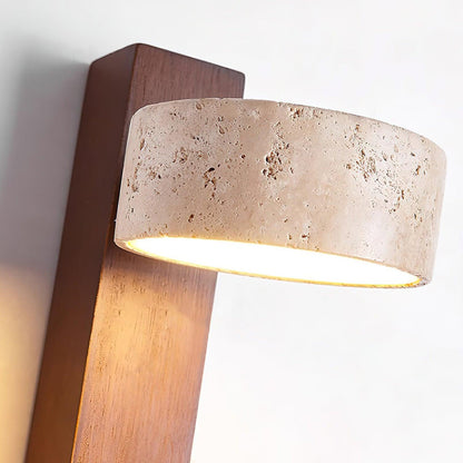 Lampe de chevet murale en bois travertin crème