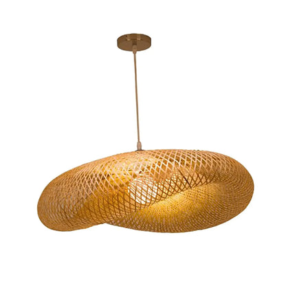 Lampe à suspension en bambou tissé à la main