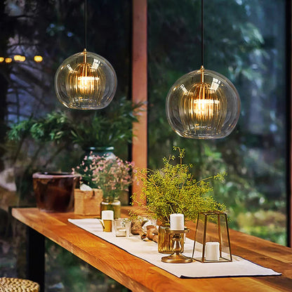 Flowing Gold Glass Globe Pendant Light