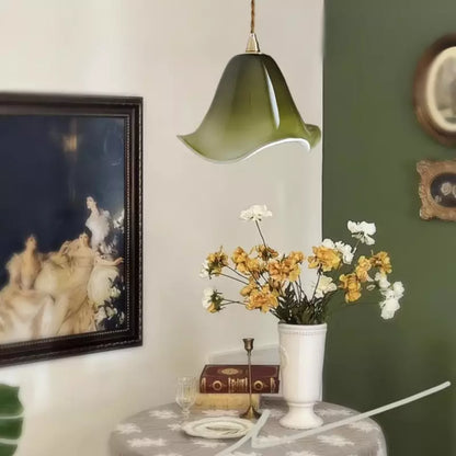 Verdantia Glow Retro Floral Green Glass Pendant Light