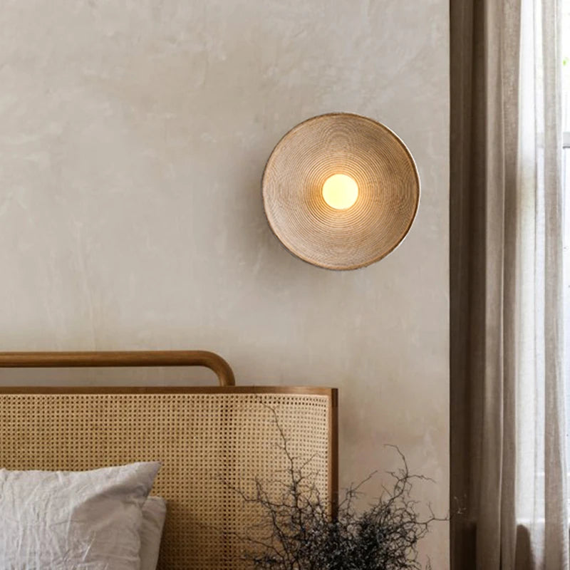 Lampada da parete LED rotonda in ceramica stile retrò