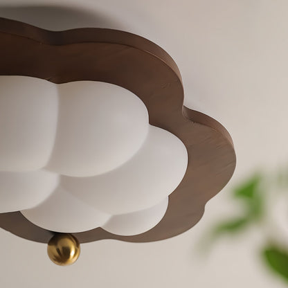 Lumière de plafond en bois crème rétro nuage rêveur