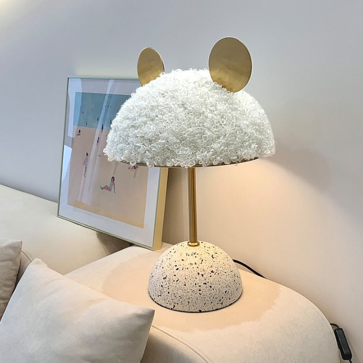 Creative Dome Iron Fabric Stone Table Lamp